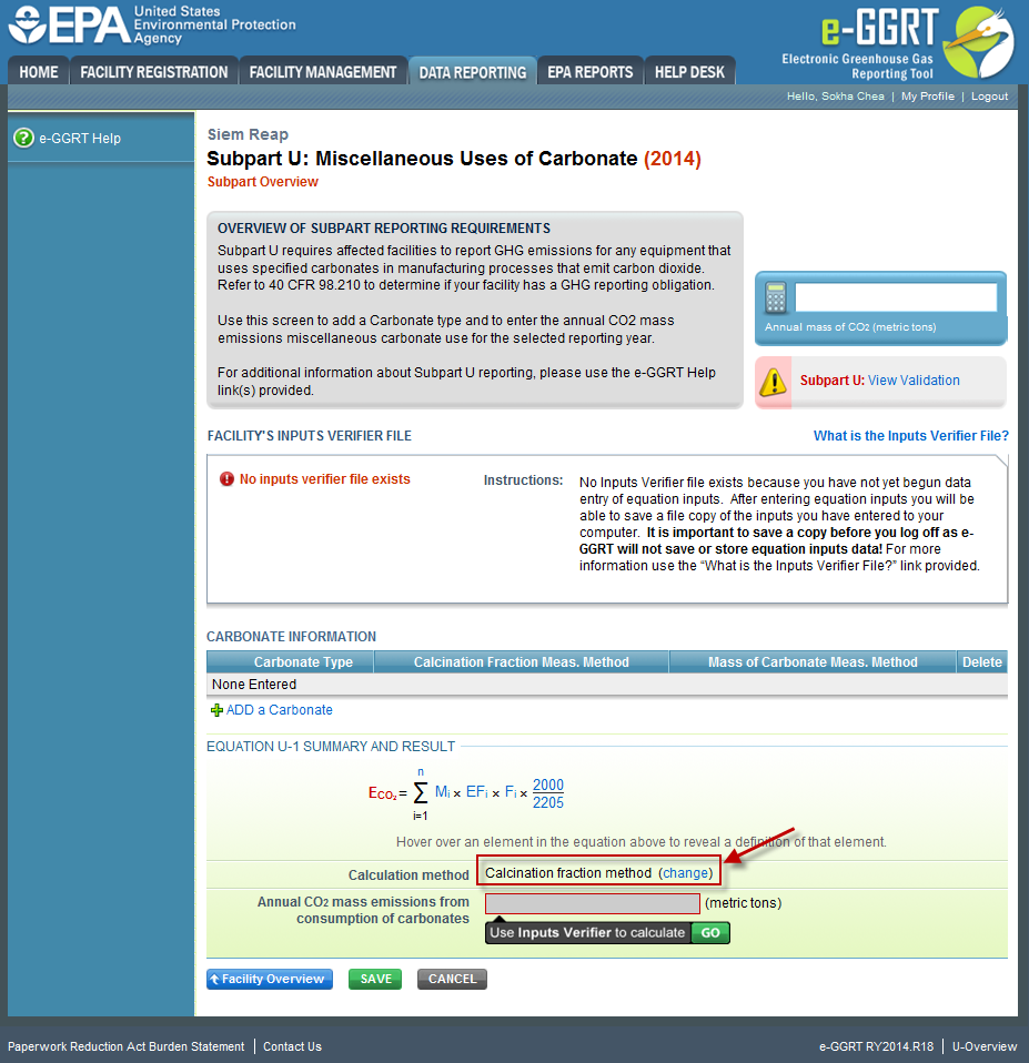 Subpart U: Changing Calculation Method